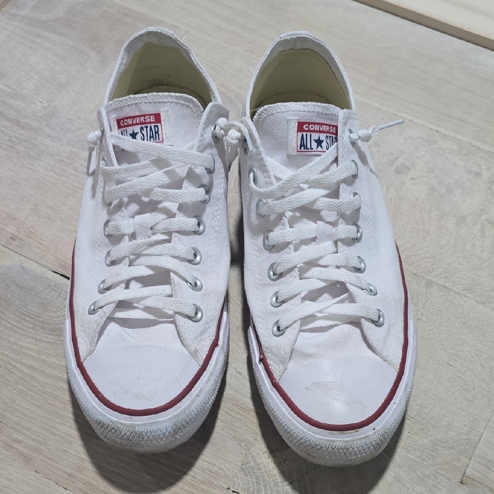Converse White Canvas Sneakers with Red Trim